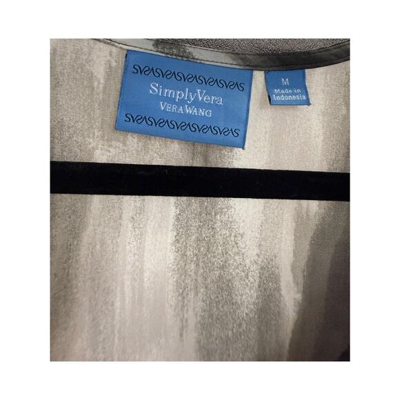 Simply Vera Vera Wang Womens Black White Print Semi-Sheer Blouse Size Medium - Picture 3 of 5